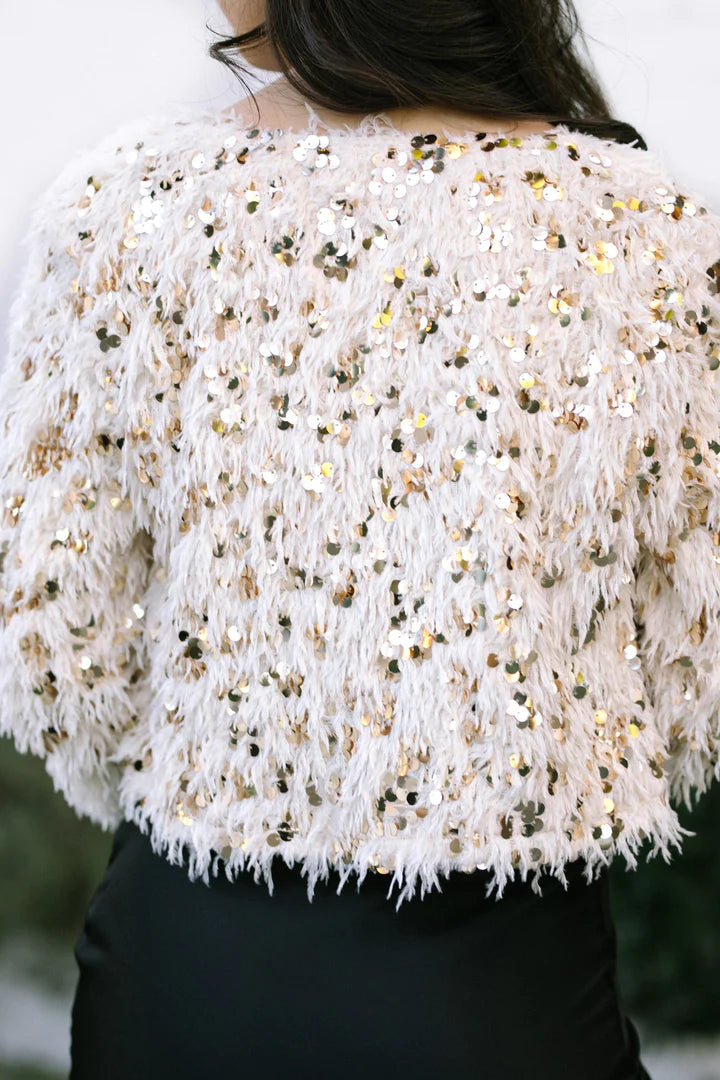 Feather Sequin Jacket Sand / Gold
