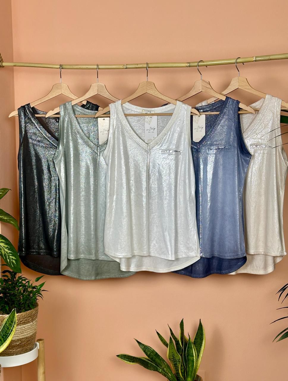 Metallic Viscose Tank Top