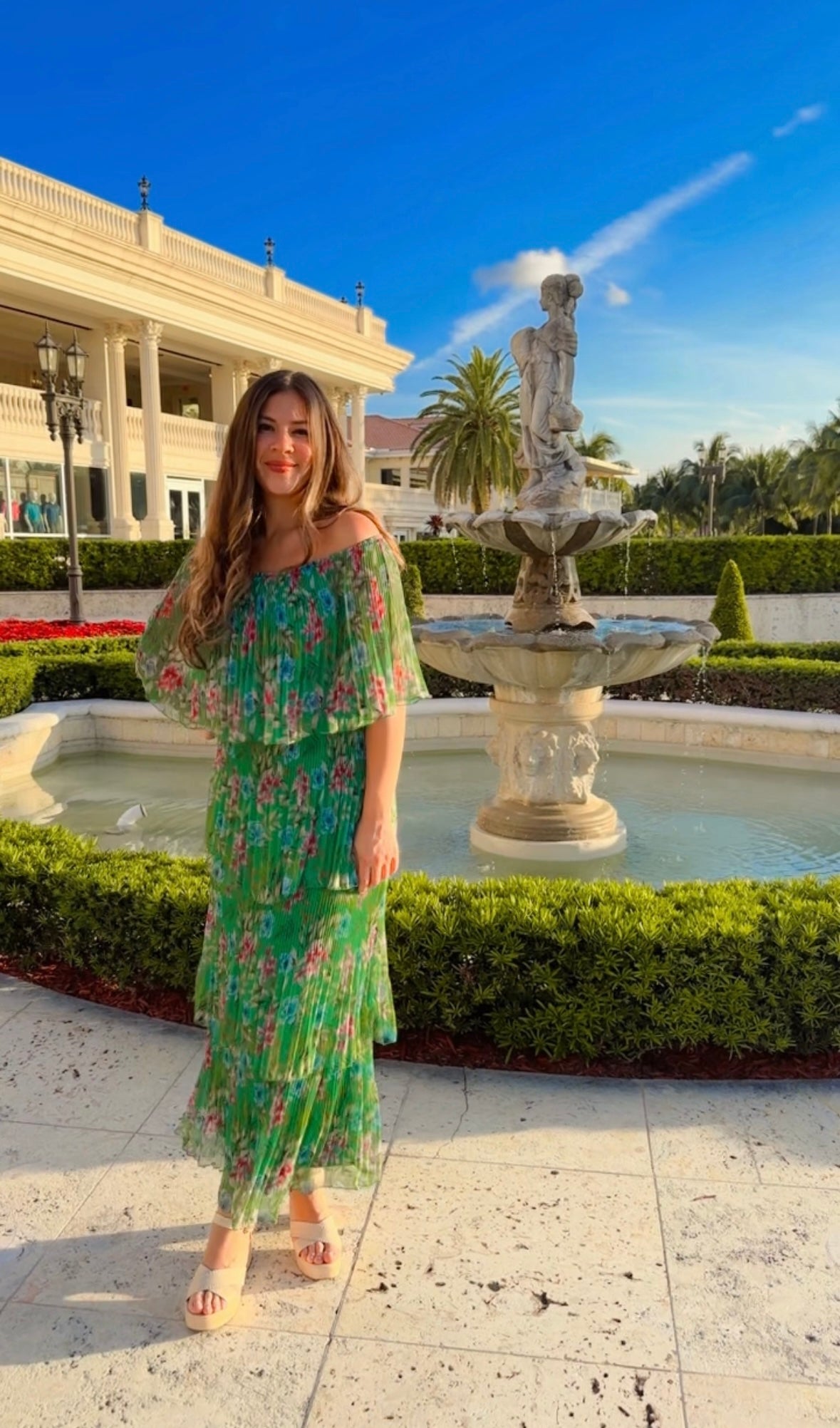 Silk Floral Print Ruffle Layered Dress