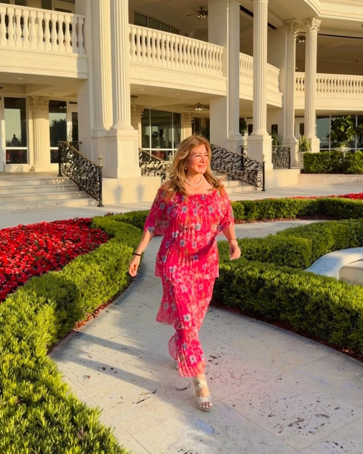 Silk Floral Print Ruffle Layered Dress
