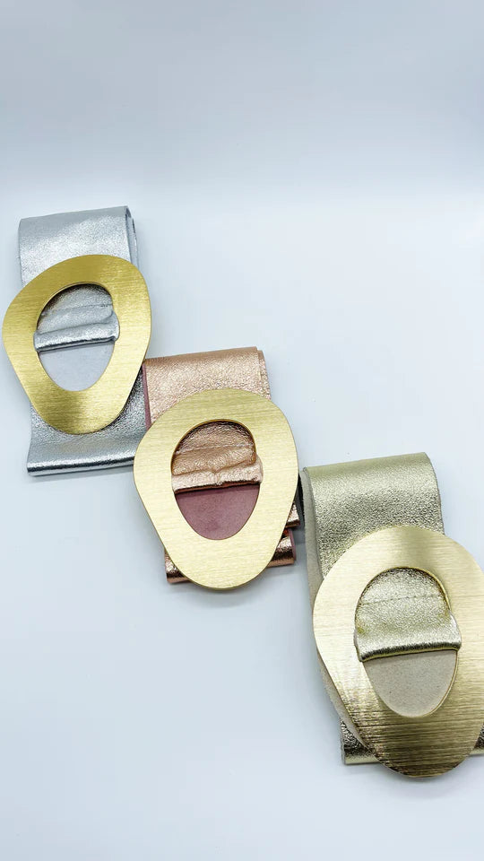 Italian Golden Buckle Shiny Leather Belt