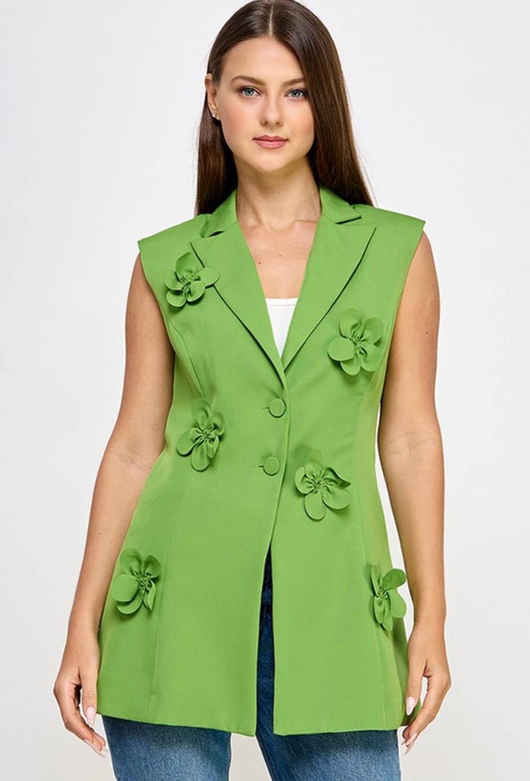 Flower Corsage Fitedd Vest