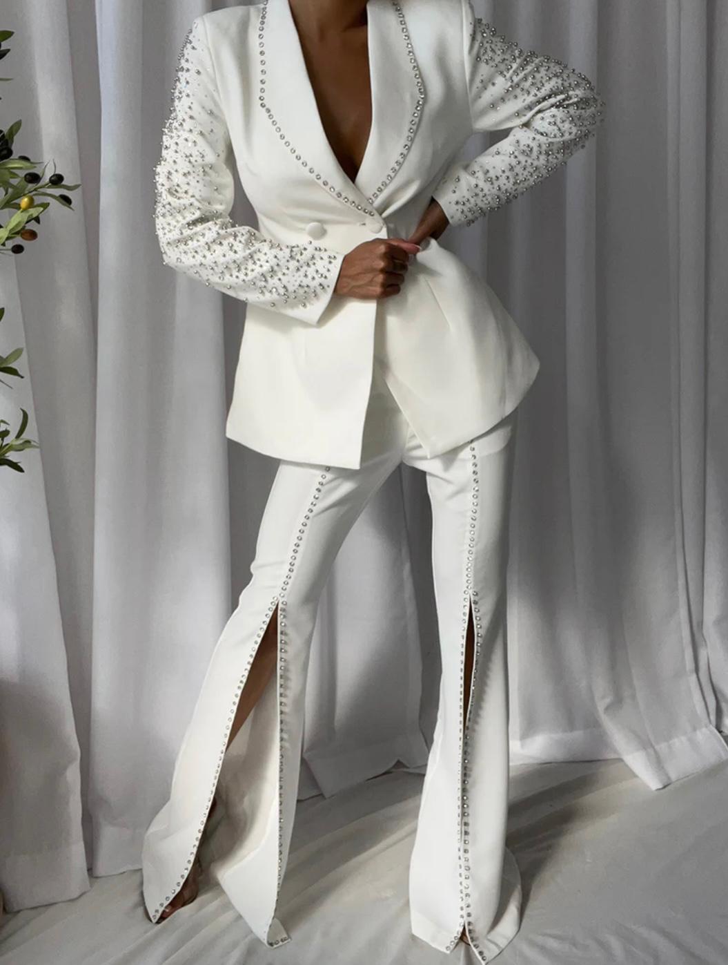 Niza Blazer & Pants Sets in White