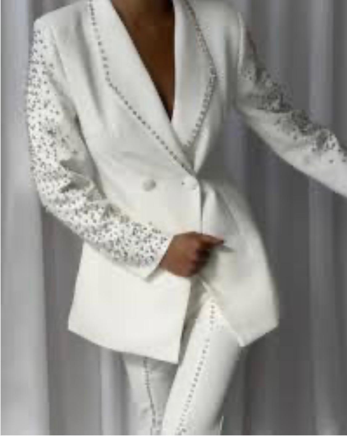 Niza Blazer & Pants Sets in White