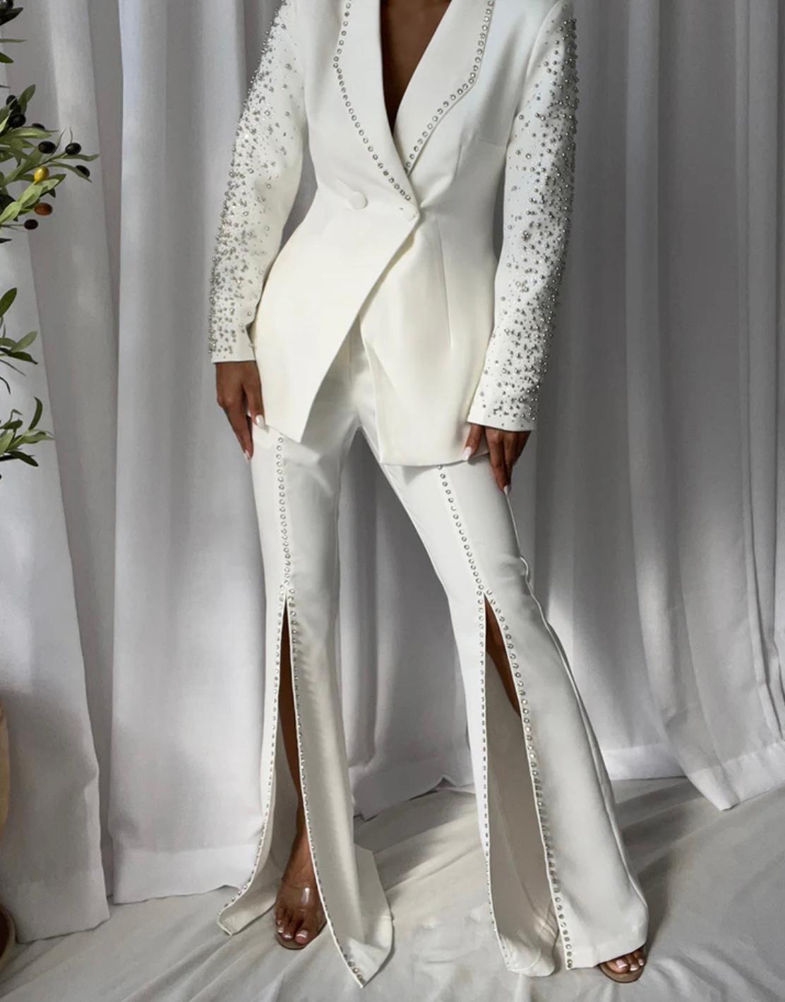 Niza Blazer & Pants Sets in White