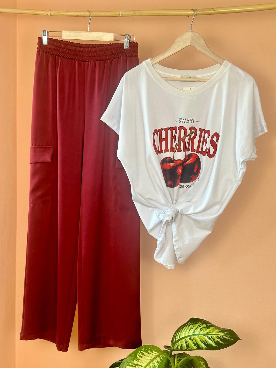 Graphic White Tee Cherries
