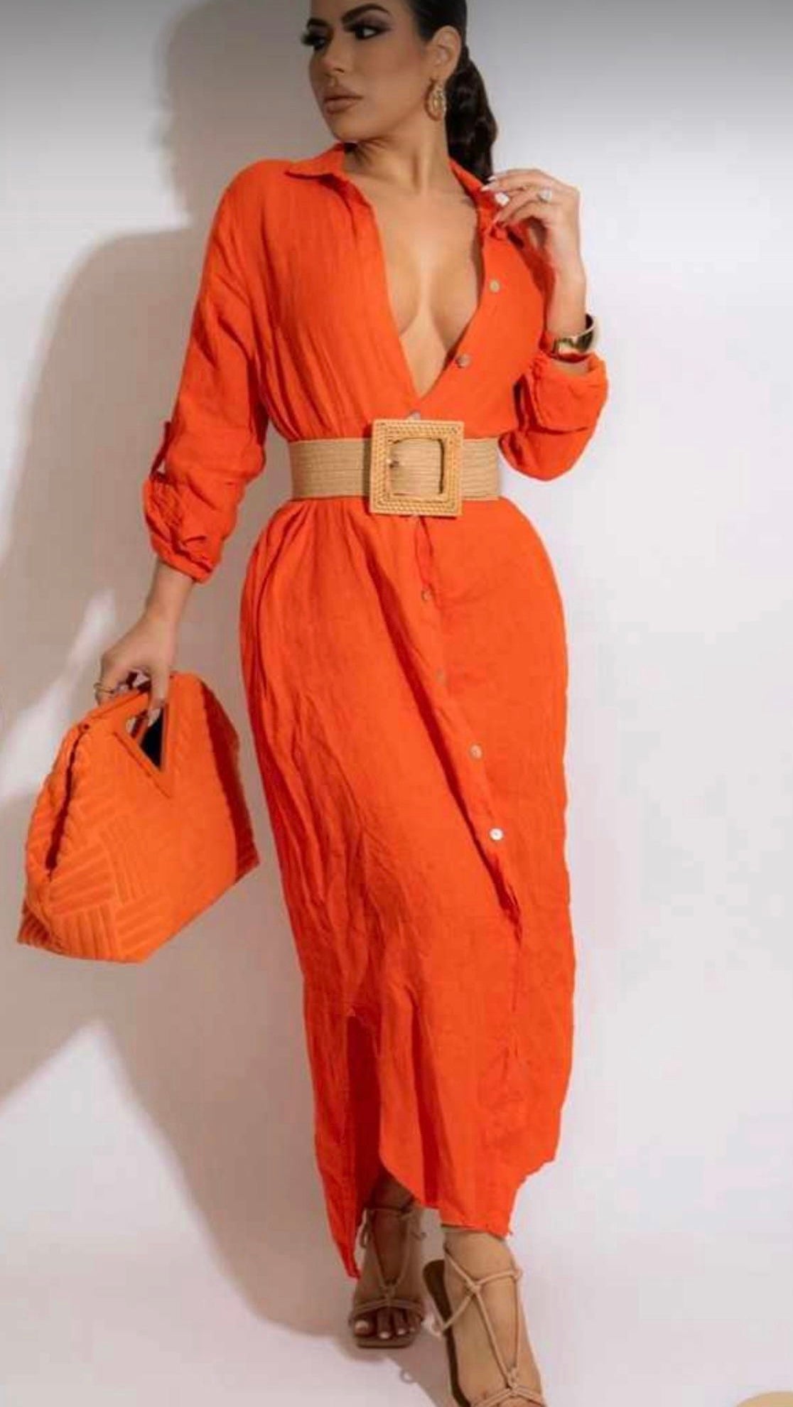 Long Sleeved Linen Dress