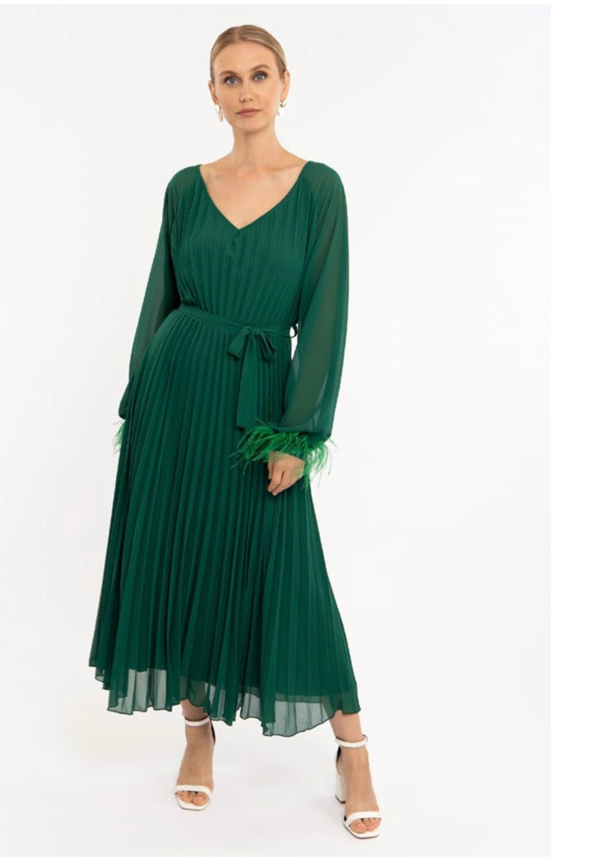 Pleated Long Flowy Dress