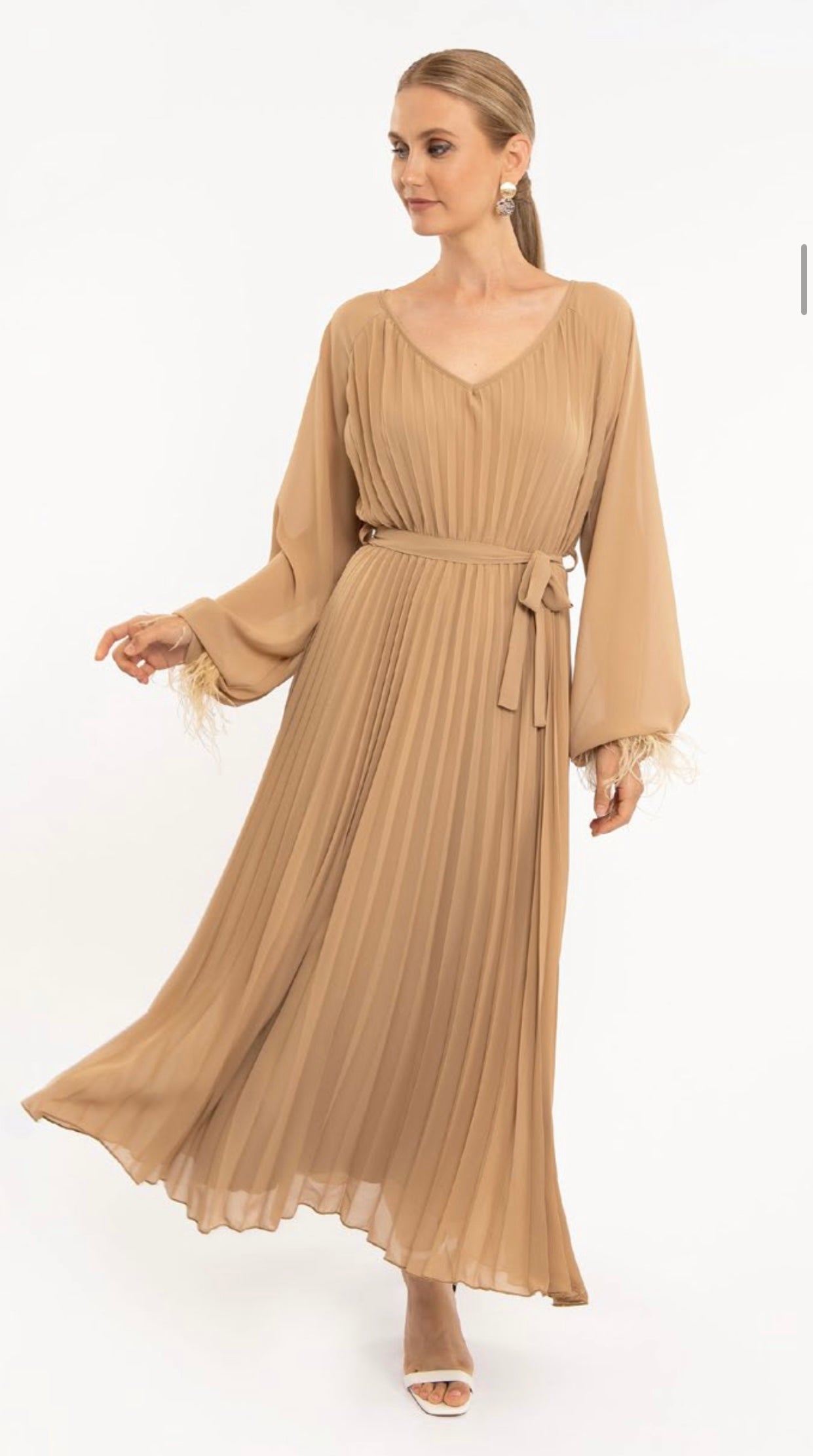 Pleated Long Flowy Dress