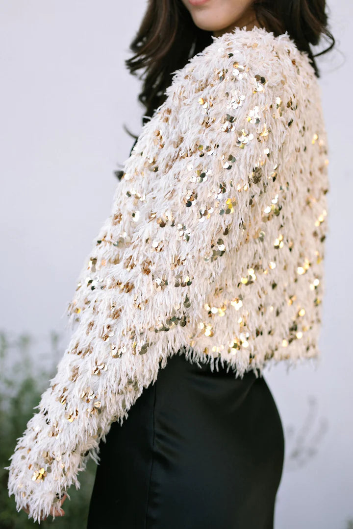 Feather Sequin Jacket Sand / Gold
