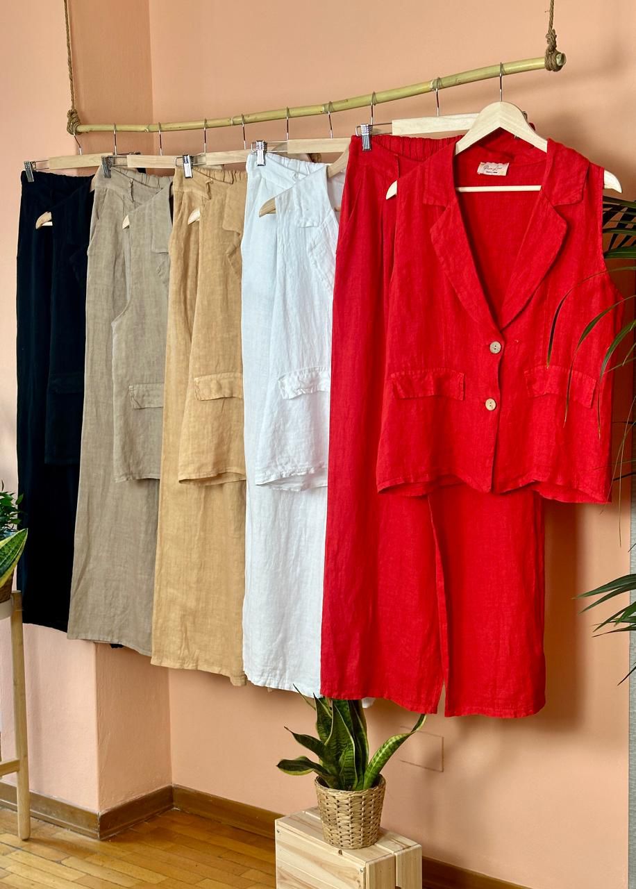 Dana Sleeveless Top & Linen Pants Set