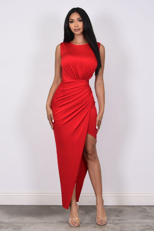 Sleeveless Roched Mixi Dress