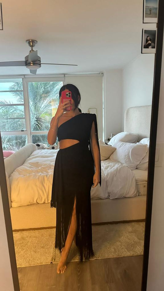 Women`s Dresses shiny Fringe Long Dress Party Sexy Dress