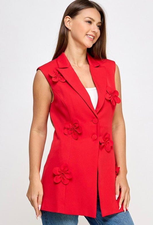 Flower Corsage Fitedd Vest