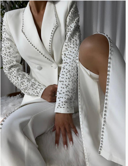 Niza Blazer & Pants Sets in White