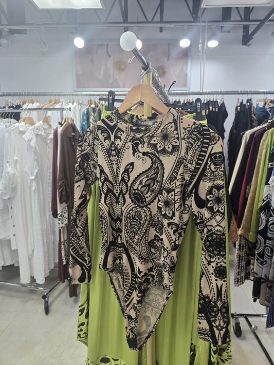 Print Beige Body Suite